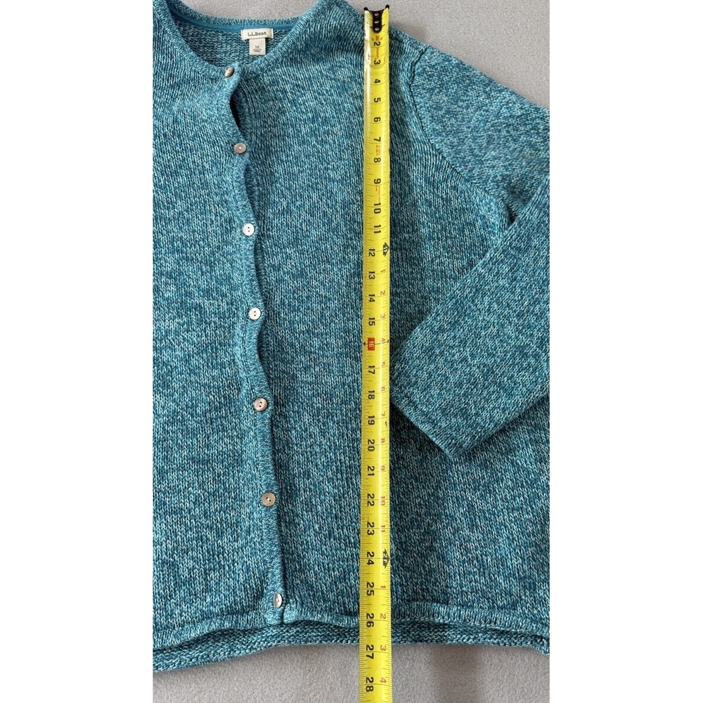 L.L.Bean Button Front Cardigan 100% cotton knit Teal Marled  Womens 3XL - Picture 5 of 10